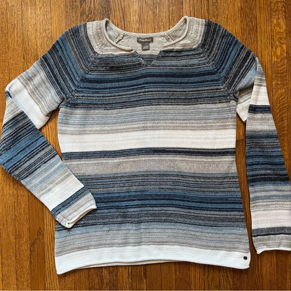 Y2k style Eddie Bauer sweater striped M grunge cotton striped long rolled edge